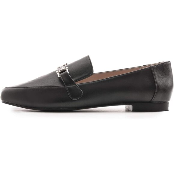 Feversole Women's Bar Trim Black Plain Pu Round Toe Synthetic Crochet Flats - Picture 3 of 5